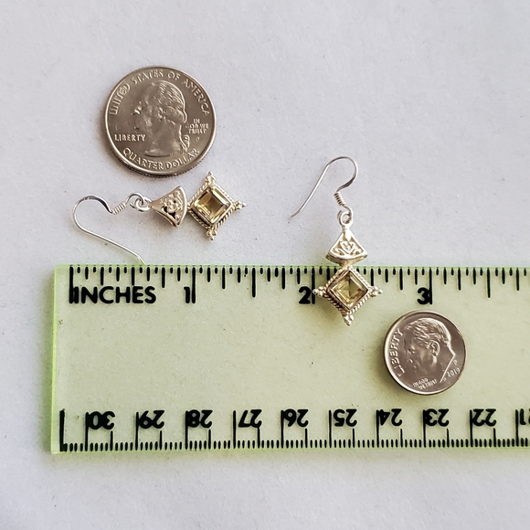 Sterling Silver Citrine Earrings Vintage - Picture 14 of 16